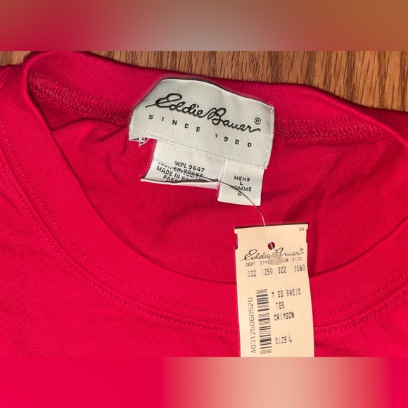 NWT Vintage Eddie Bauer Short Sleeve Basic Crew Tee Size Men’s Large Crimson Red - Picture 2 of 7